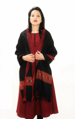 Black Kullu Handloom Pure Wool Stole
