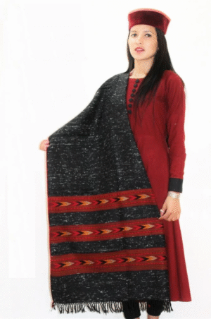 Black Kullu Handloom Pure Wool Stole