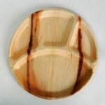 [12″ Round] 4-Compartment Eco Plate – Ideal for Events & Picnics [Palm leaf disposables]