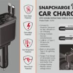 [1 Smart Solution] SnapCharge Duo – Car Charger with Double Retractable Wires & Voltage Display (1 USB-A + 2 Type C) - Automobile