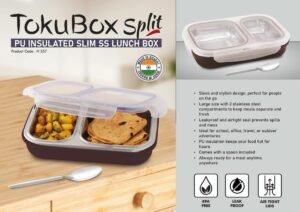 TokuBox Split slim lunch box stainless steel with partitions leakproof