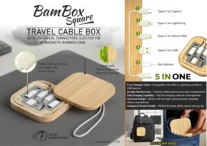 Bamboo travel cable organizer magnetic case universal connectors