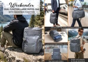 Weekender duffel backpack bag water resistant large capacity