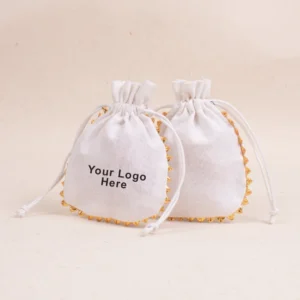 cotton pouch with double drawstring