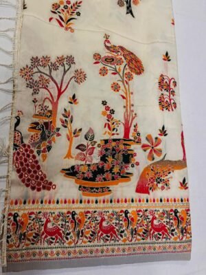 half-white Meenakari saree