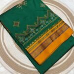 Dasara Offer Ilkal Semi Silk Kasuti Saree [6.2 Meters] – Chikki Paras Border with Semi Silk Patti Pallu & Running Blouse (1 Piece)